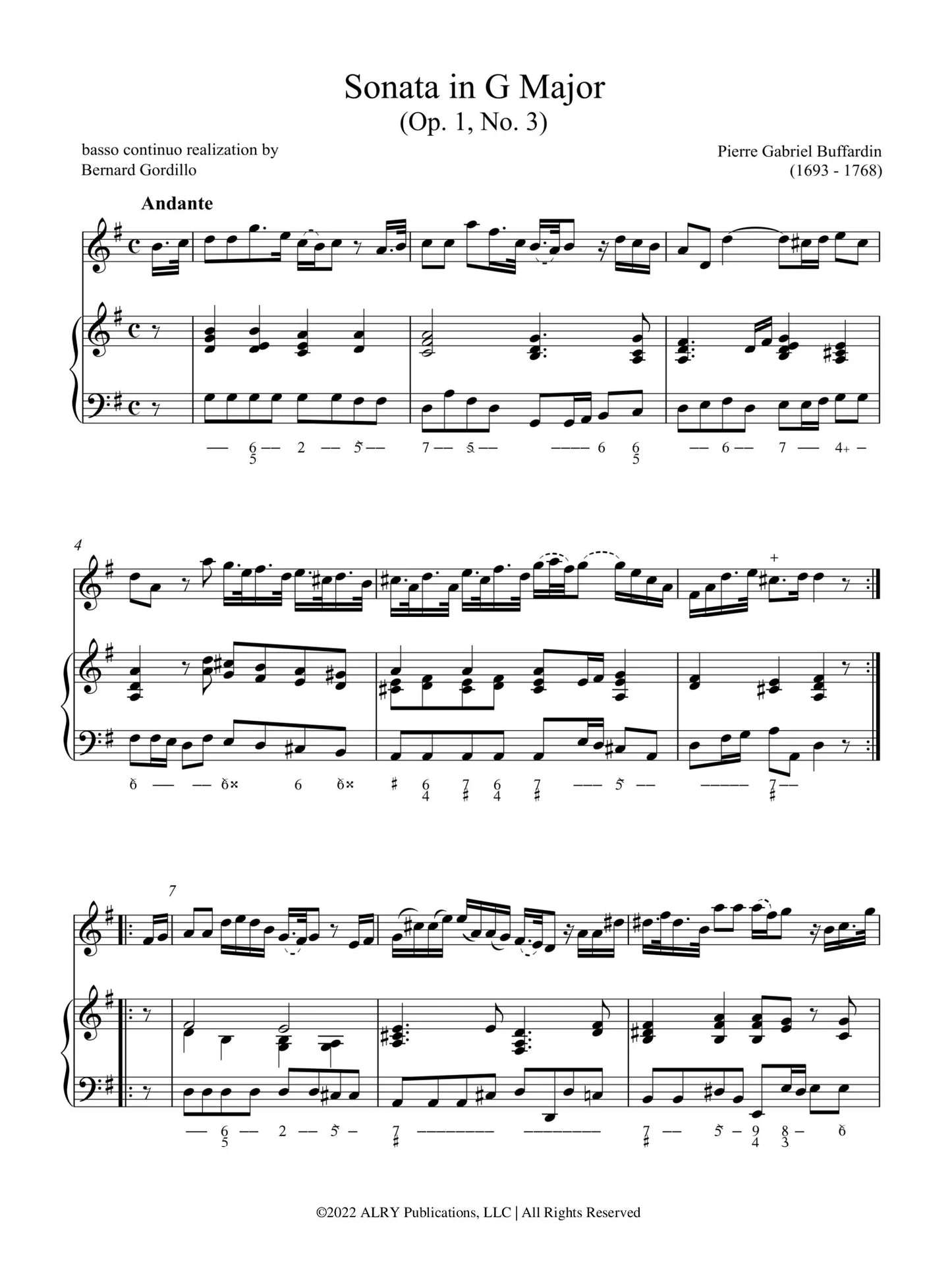 Buffardin (ed. Brabants) - 3 Sonatas from Op. 1 for Flute and Basso Co