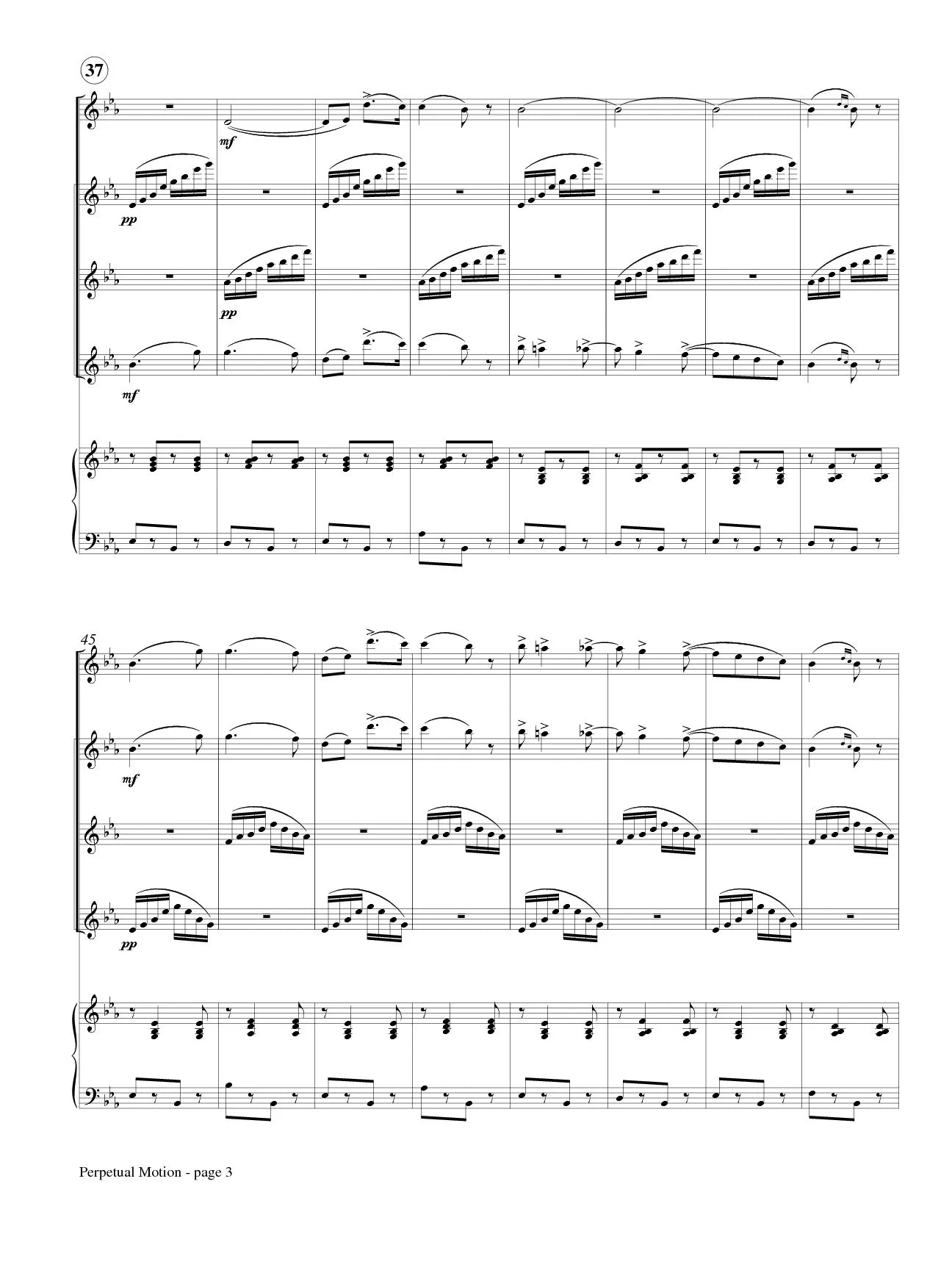 Strauss (arr. Johnston) - Perpetual Motion for Piccolo, Three Flutes and piano