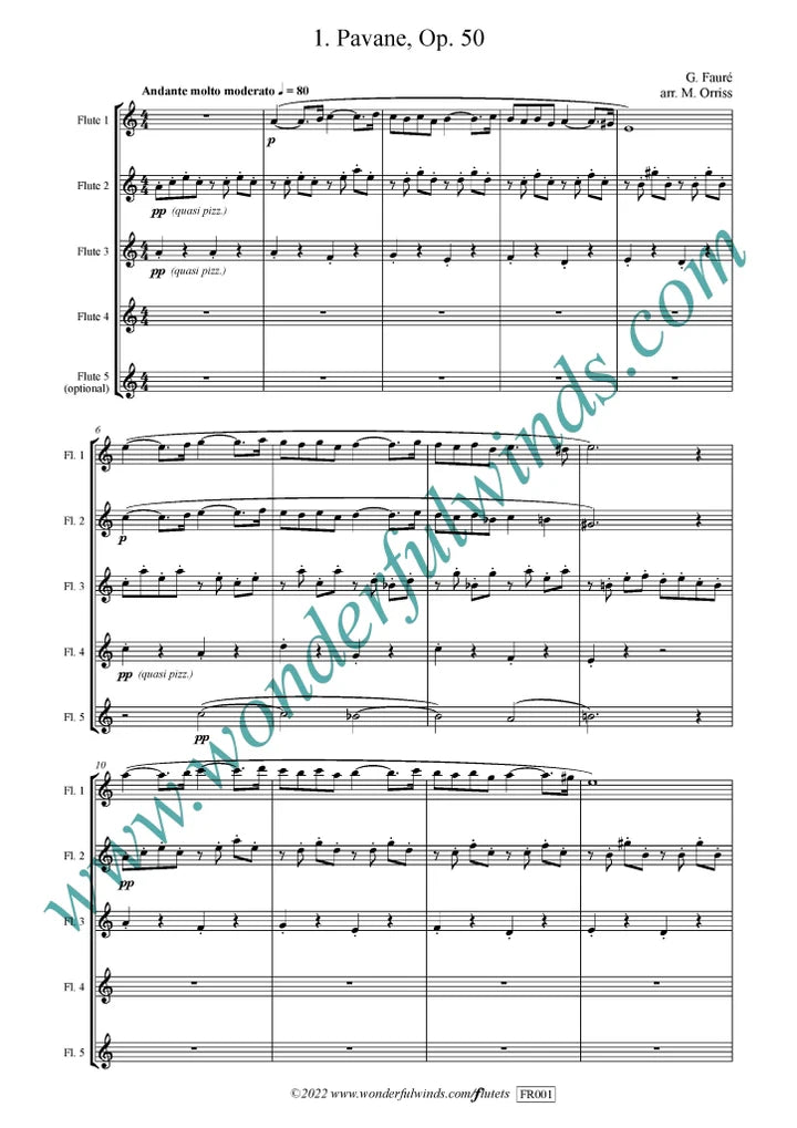 Simply French - Debussy, C./ Fauré, G./Ravel, M.- for 5 flutes Digital Download