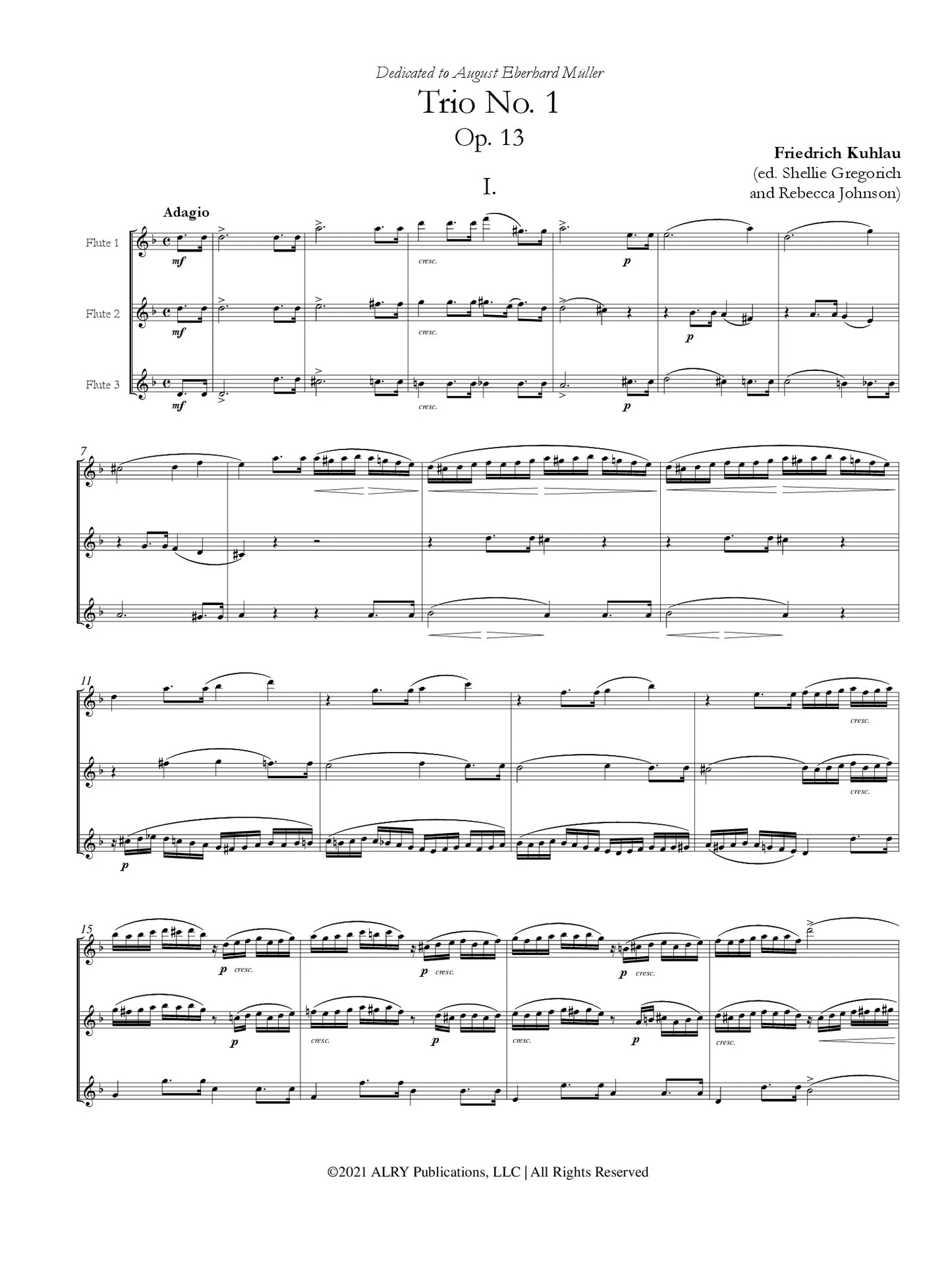 Kuhlau - Trio in D major, Op. 13, No. 1 for Flute Trio