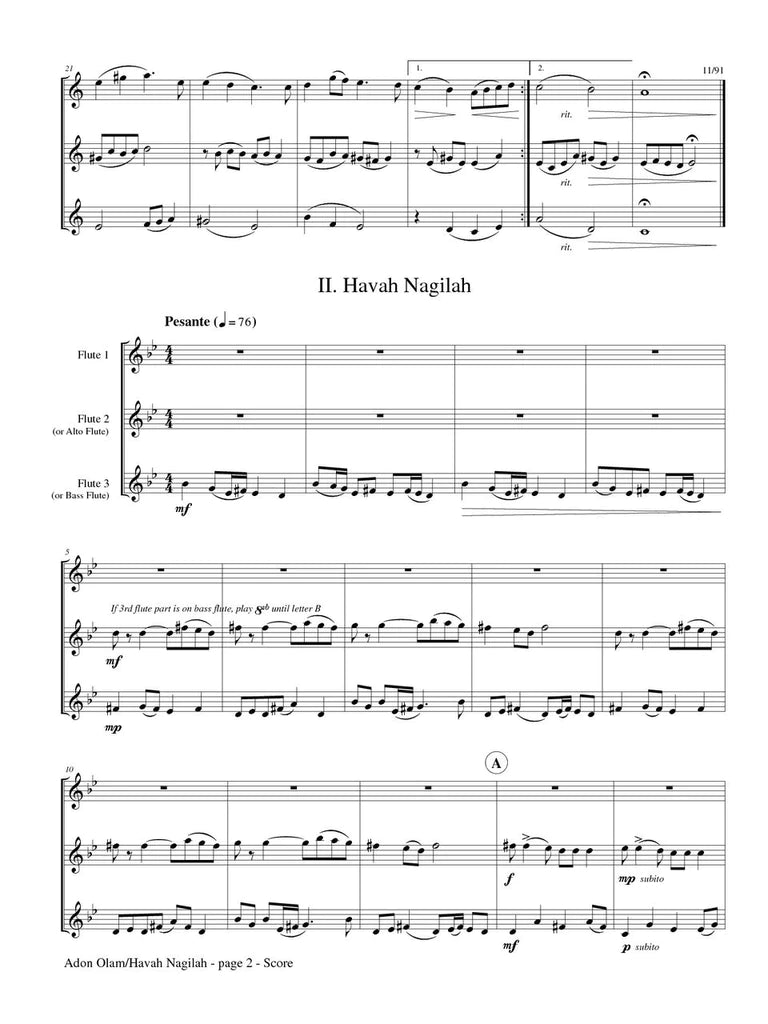 Louke - Adon Olam and Havah Nagilah (Flute Trio)