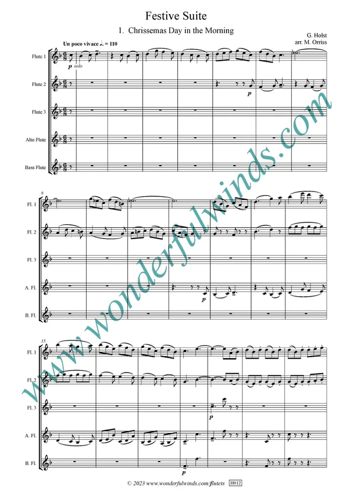 Holst, G. - A Festive Suite - Five flutes Digital Download