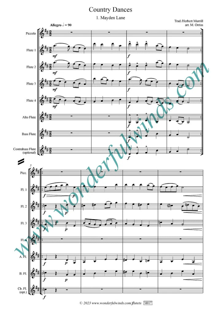 Murrill, H./Trad. - Country Dances - for Flute Orchestra Digital Download