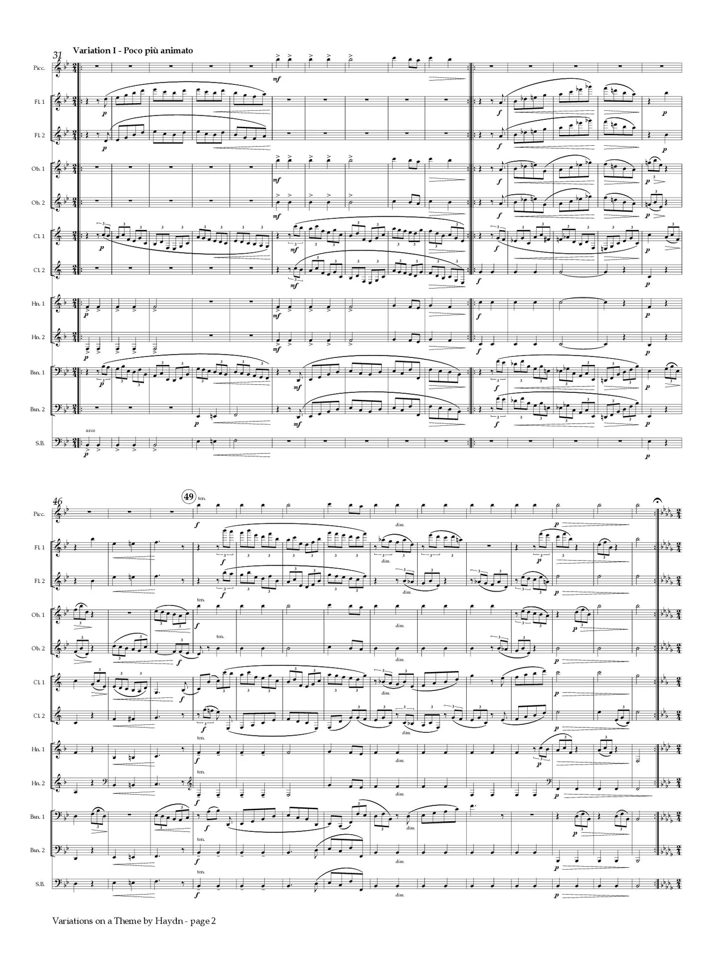 Brahms (arr. Popkin) - Variations on a Theme by Haydn for double wind quintet