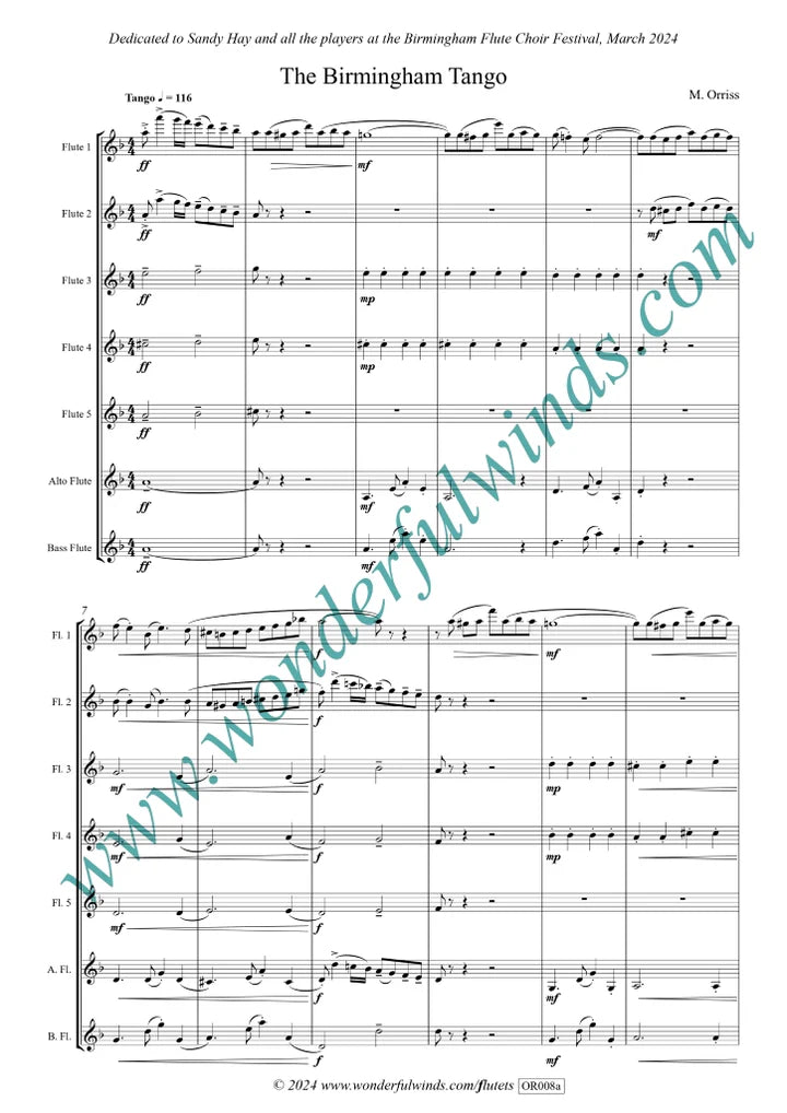 Orriss, M - The Birmingham Tango - Flute Choir Digital Download