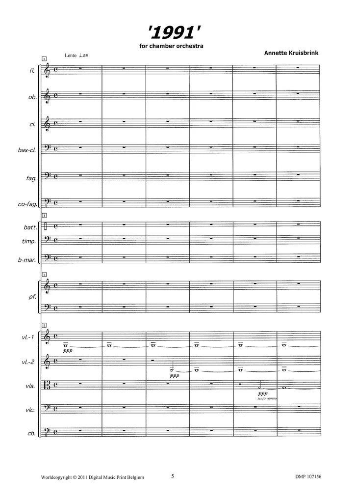 Kruisbrink - 1991 for Chamber Orchestra