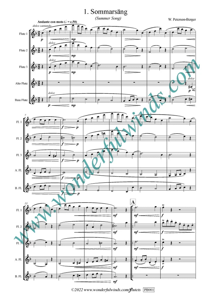 Peterson-Berger, W - Four pieces from Frösöblomster - Flute Choir Digital Download