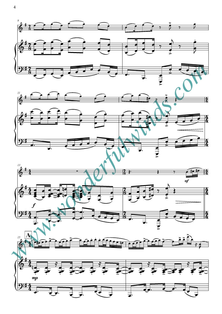 Carr, J - Songs in a Hot Climate for flute and piano - Digital Download