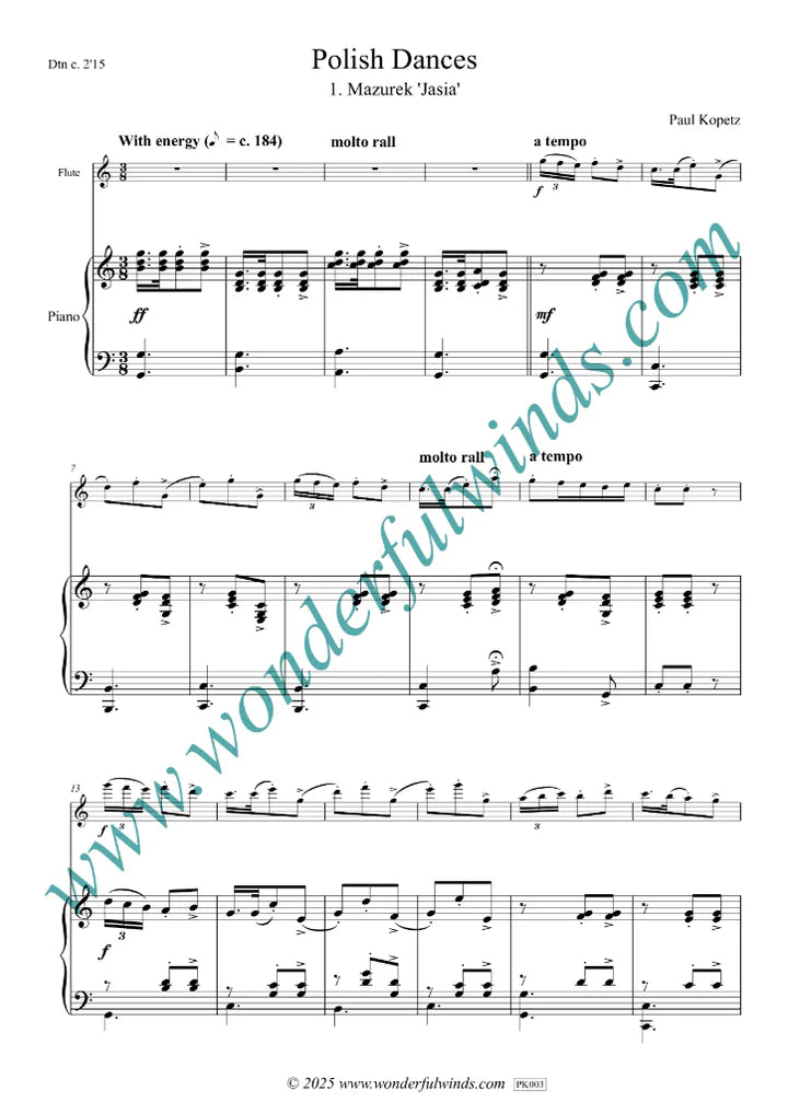 Kopetz, P. - Polish Dances for flute and piano- Digital Download