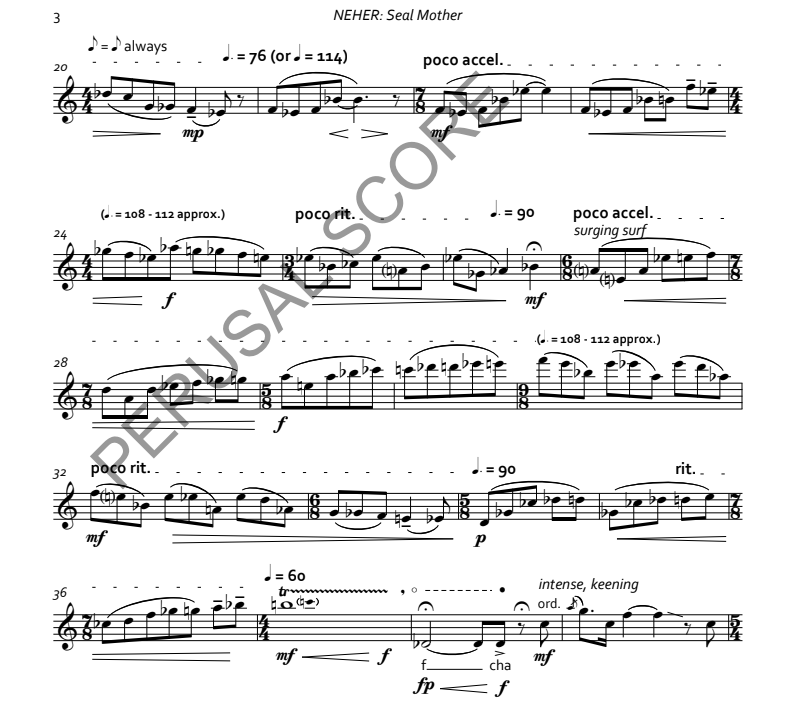 Neher, Lisa - Seal Mother for alto flute (Instant Download)