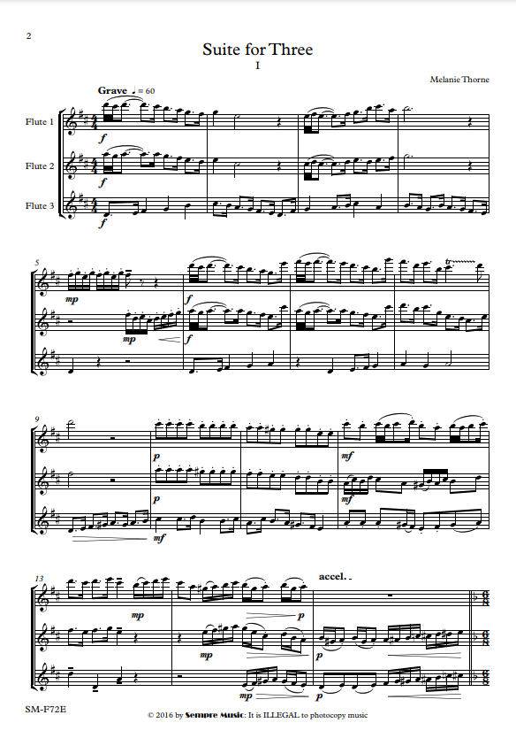 Thorne, Melanie - Suite for Three - flute Trio - Digital Download