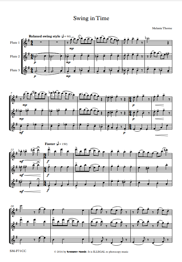 Thorne, Melanie - Swing in Time - flute Trio - Digital Download