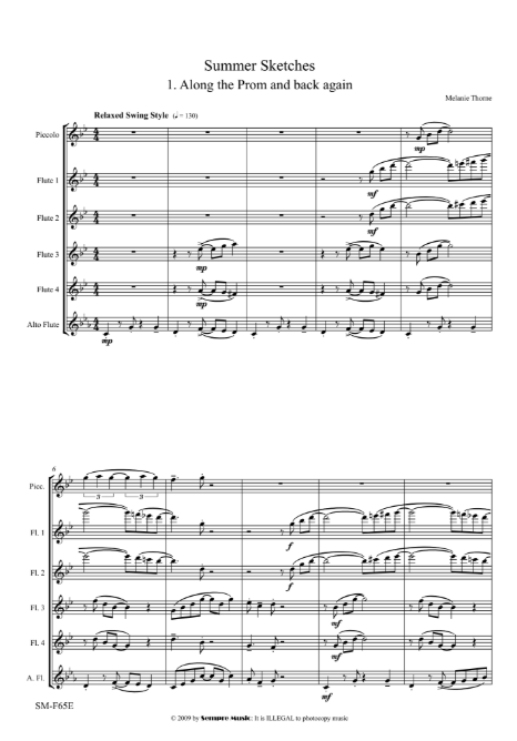 Summer Sketches - Melanie Thorne for flute choir - Digital Download