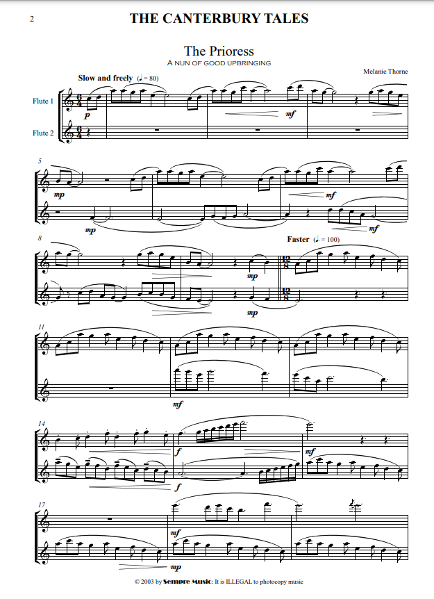 Melanie, Thorne - Nine Lives for flute trio - Digital Download