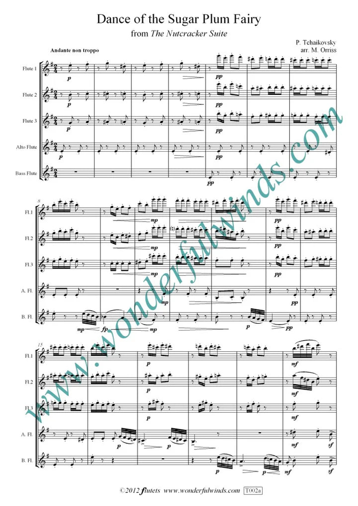 Tchaikovsky, Pl- Dance Of The Sugar Plum Fairy - for 5 flutes Digital Download