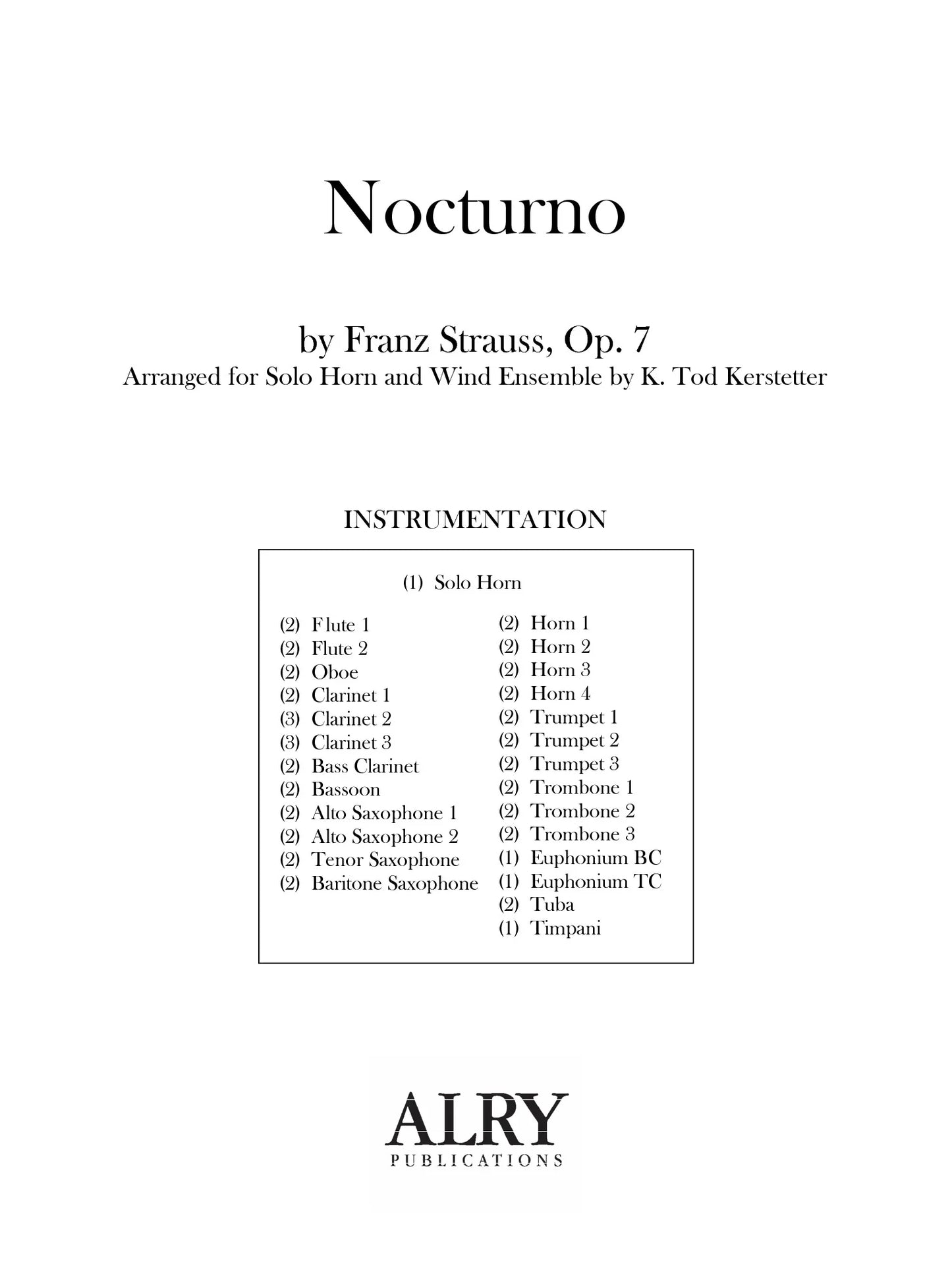 Strauss (arr. Kerstetter) - Nocturno (Solo Horn and Wind Ensemble)