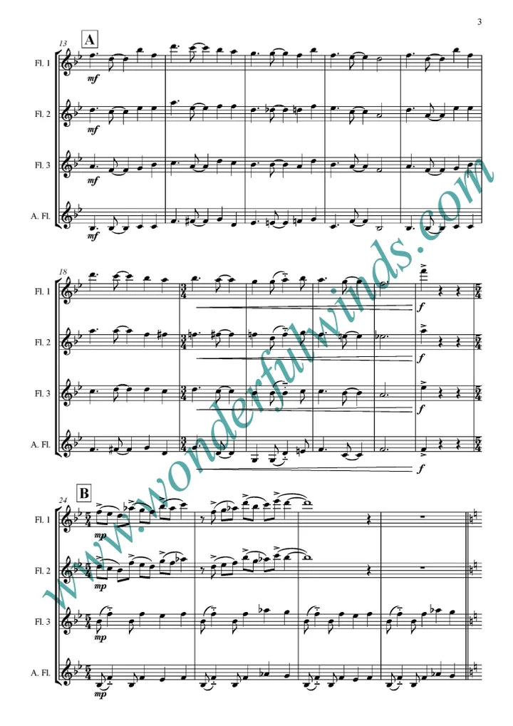 Angels From the Realms of Glory - Montgomery, J./Smart, H.- for flute quartet (3 C flutes and 1 alto)- Digital Download