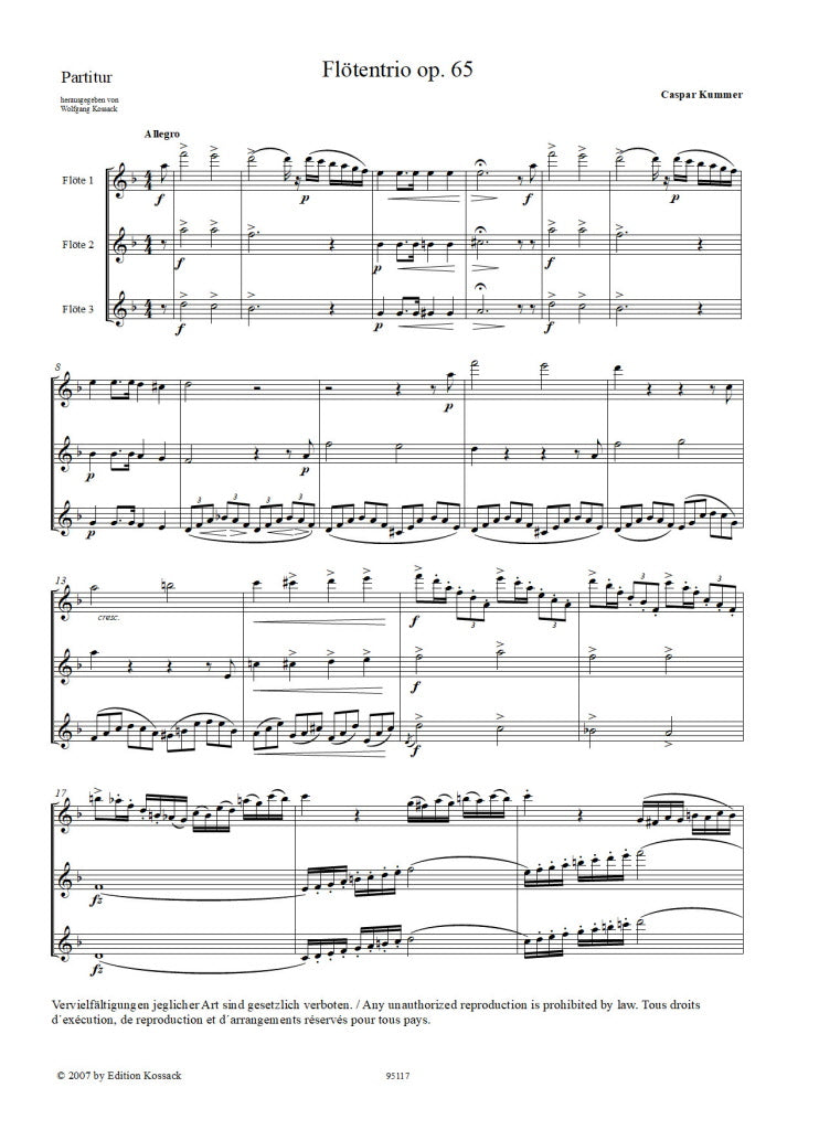 Kummer, Caspar - flute trio Op. 65