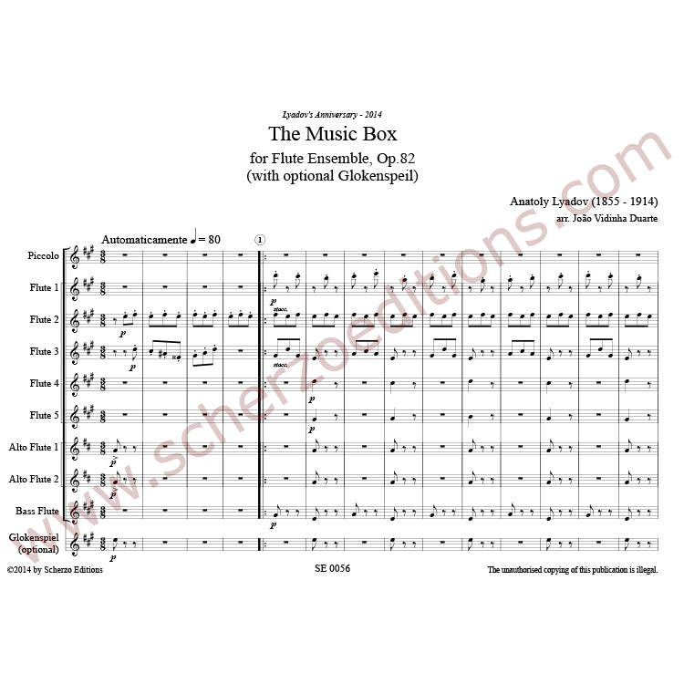 Lyadov, Anatoly - The Music Box for Flute Ensemble, Op.82 (arr. João Duarte)