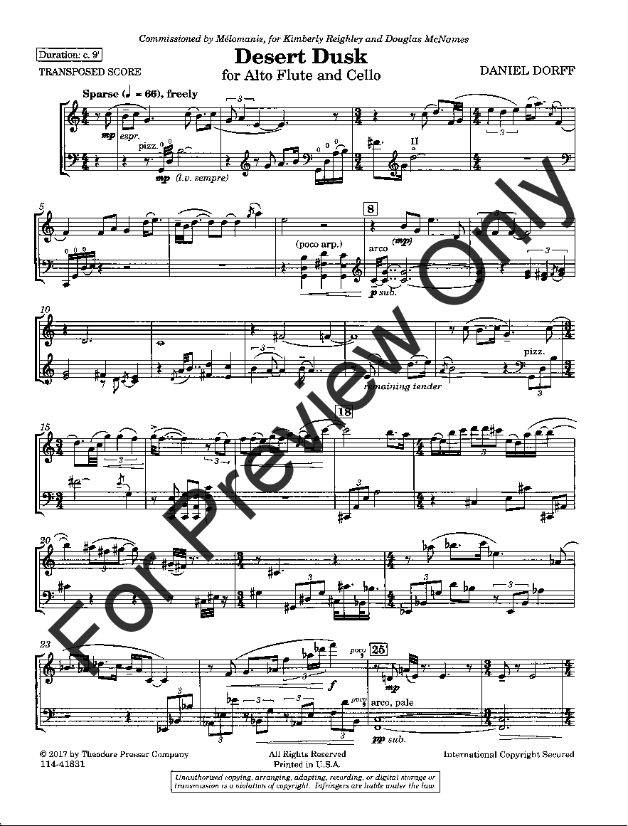 Dorff, D - Desert Dusk for Alto flute and Cello