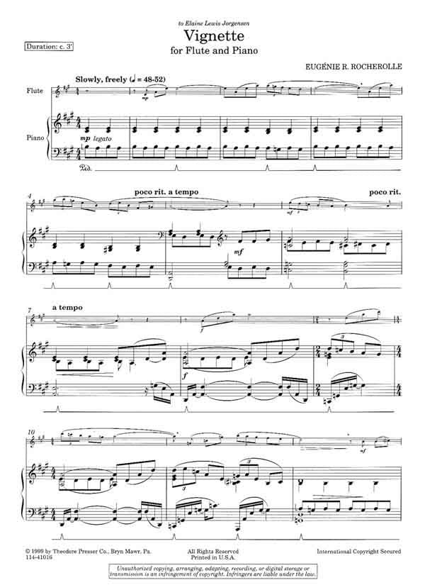 Rocherolle, Eugenie - Vignette For Flute and Piano