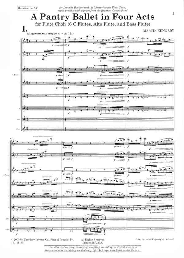 Kennedy, Martin - A Pantry Ballet In Four Acts for Flute Choir