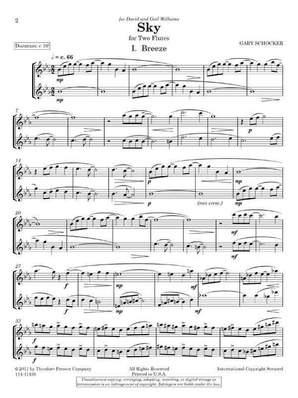 Schocker, G - Sky For Two Flutes (Presser)