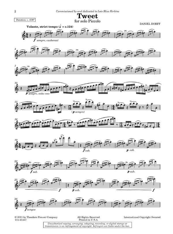 Dorff, Daniel - Tweet For Solo Piccolo