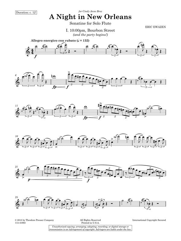 Ewazen, Eric - A Night In New Orleans Sonatine for Solo Flute