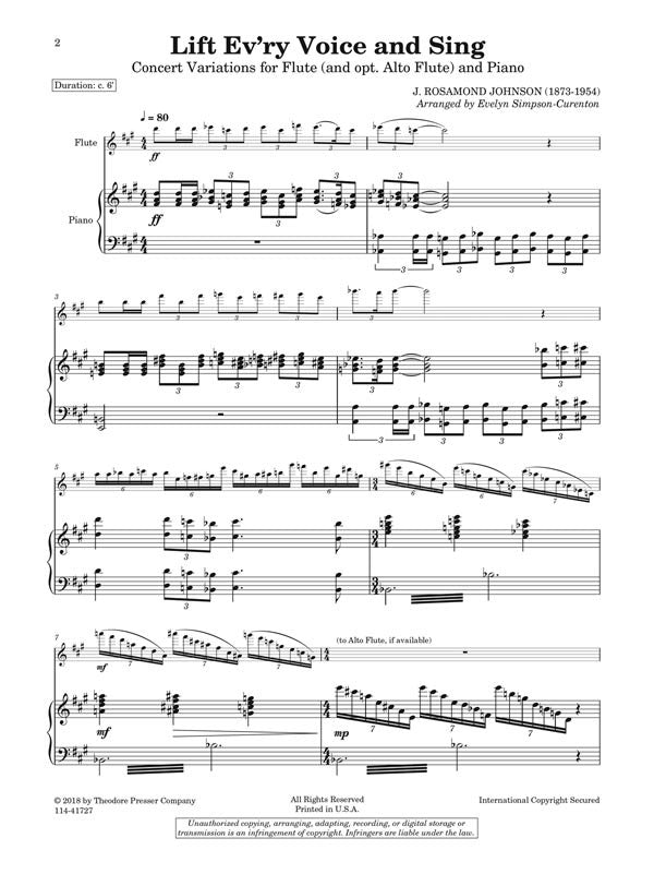 J. Rosamond Johnson - Lift Ev'ry Voice And Sing Concert Variations For Flute And Piano