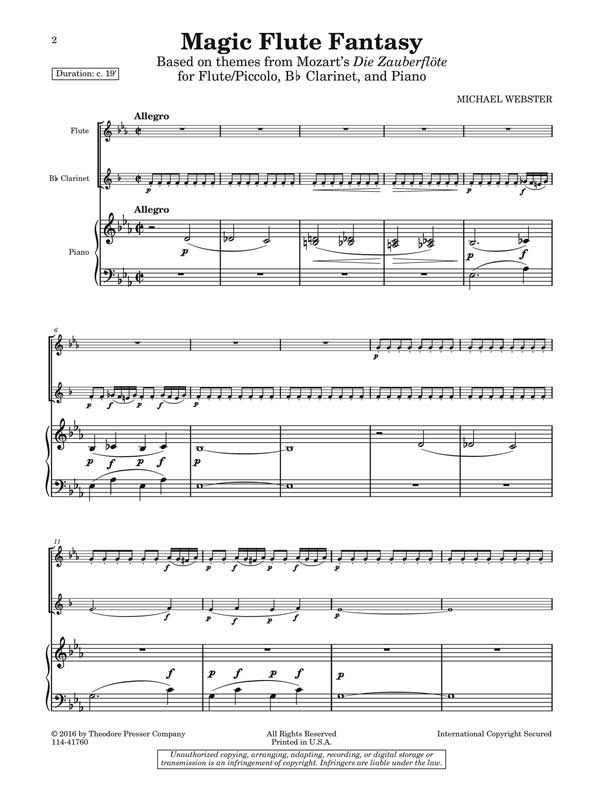 Mozart - Magic Flute Fantasy Arr Webster for flute,clarinet and piano (Presser)