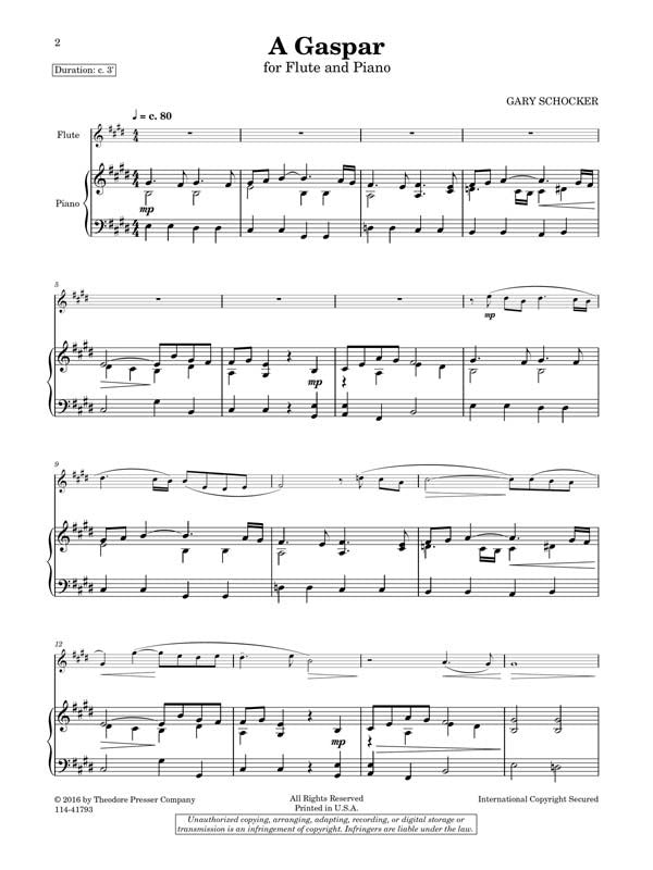 Schocker Gary, A Gaspar For Flute And Piano