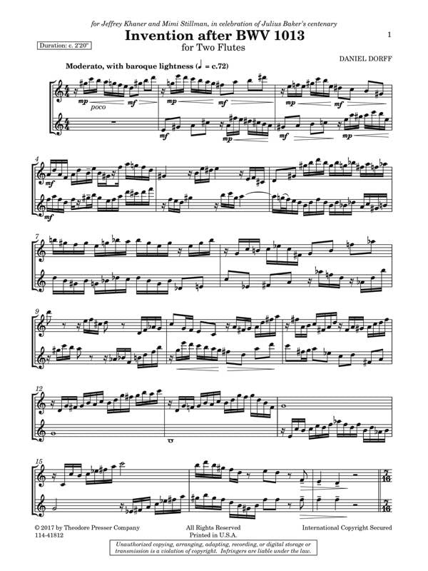 Dorff - Invention After BWV 1013 for Two Flutes