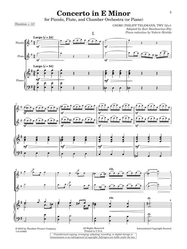 Telemann, Georg Philipp - Double Concerto in E Minor Arranged by Zart Dombourian-Eby & Valerie Shields