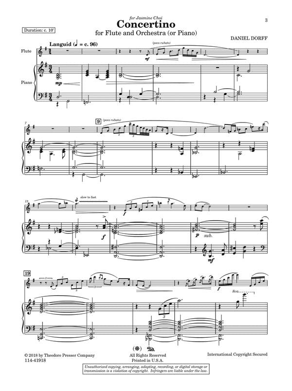 Dorff, Daniel - Concertino for flute and piano