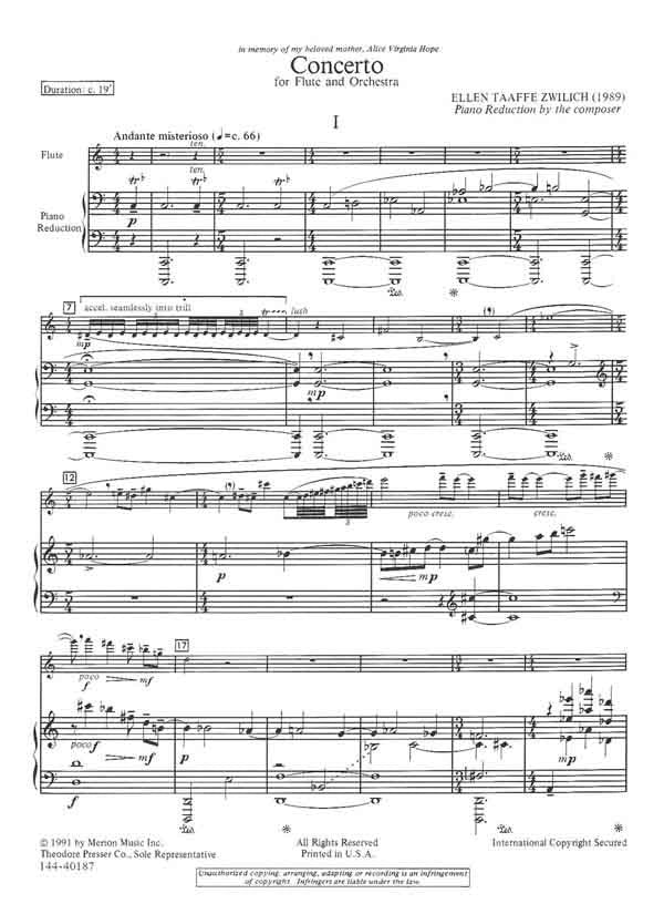 Zwilich , Ellen Taaffe - Concerto for Flute and Orchestra