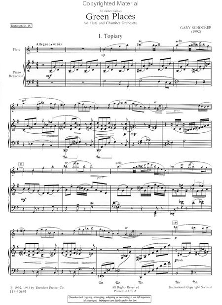 Schocker , Gary - Green Places for flute and piano