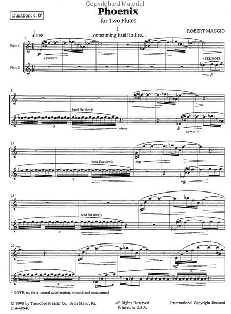 Maggio, Robert - Phoenix for two flutes