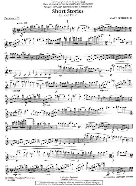 Schocker, G - Short Stories for solo flute