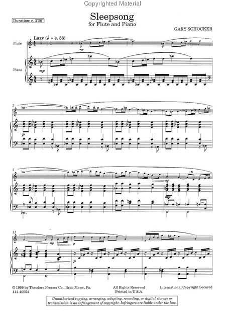 Schocker, G - Sleepsong for flute and piano