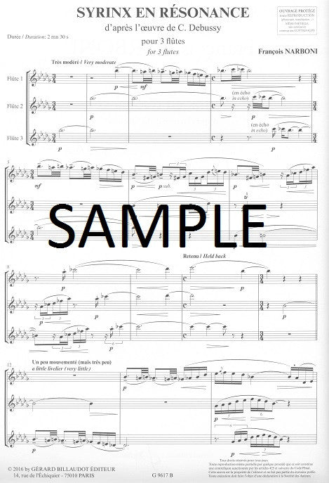 Narboni, F - Syrinx en resonance for three flutes