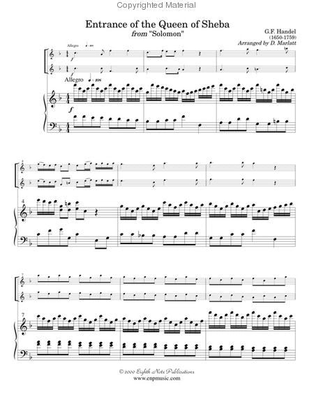 Handel/Marlett - Entrance of the Queen of Sheba for two flutes and piano