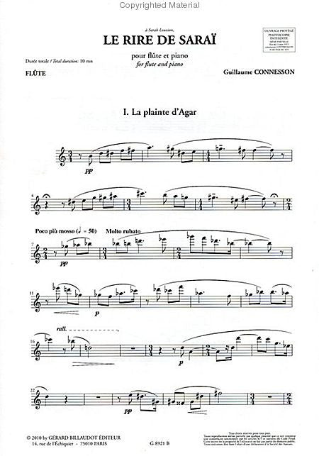 Connesson, G - La Rire de Sarai for flute and piano (Billaudot)