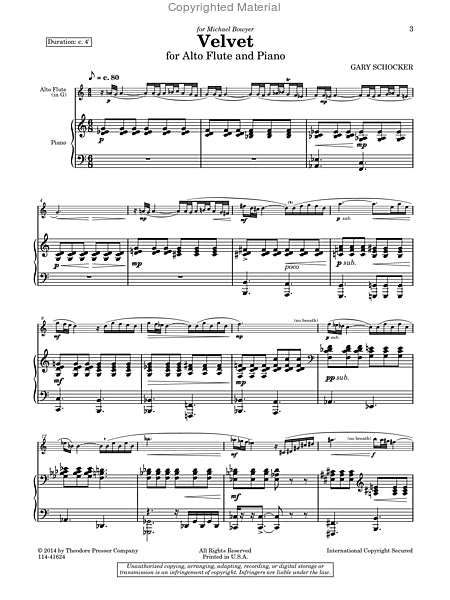 Schocker, G - Velvet for alto flute and piano