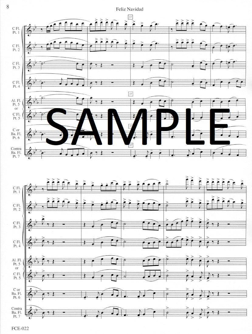 Feliz Navidad for flute choir arranged R Lombardo