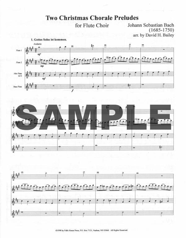 Bach, JS - Two Christmas Chorale Preludes for Flute Choir