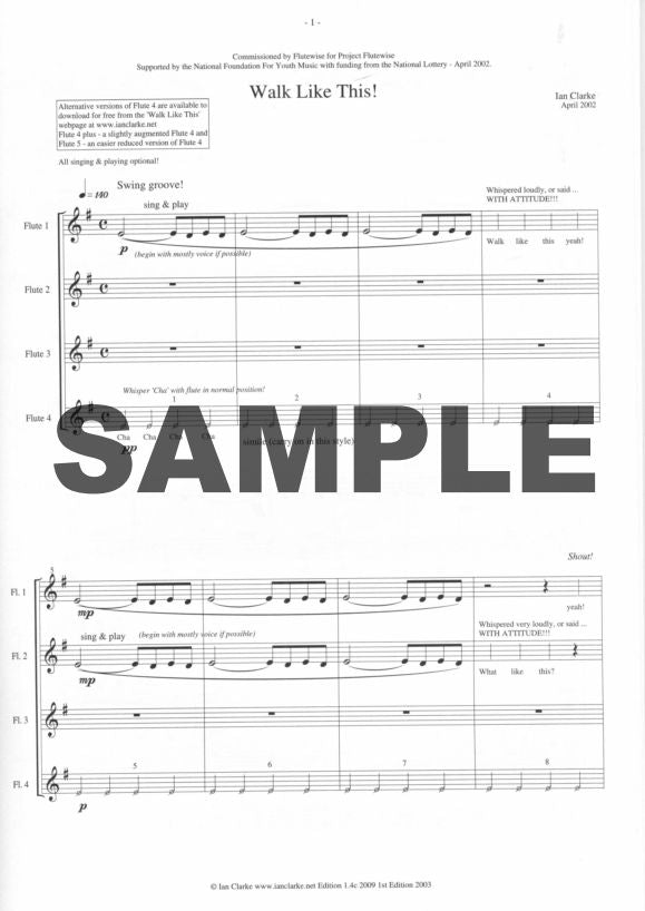 Clarke, Ian - Walk Like this 4 Flutes/Choir