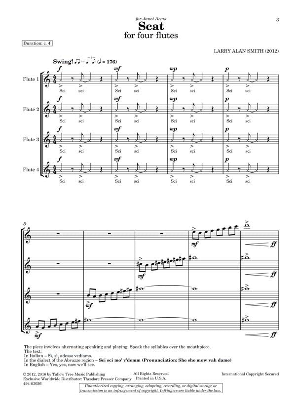 Smith, Larry Alan - Scat for 4 flutes