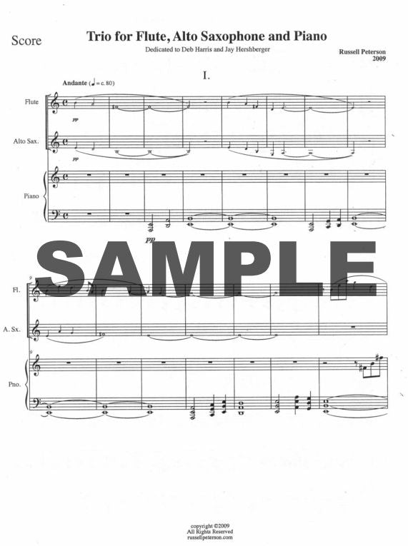 Peterson Russell - Trio #1 For Flute, Alto Saxophone/Bflat Clarinet and Piano Digital Download