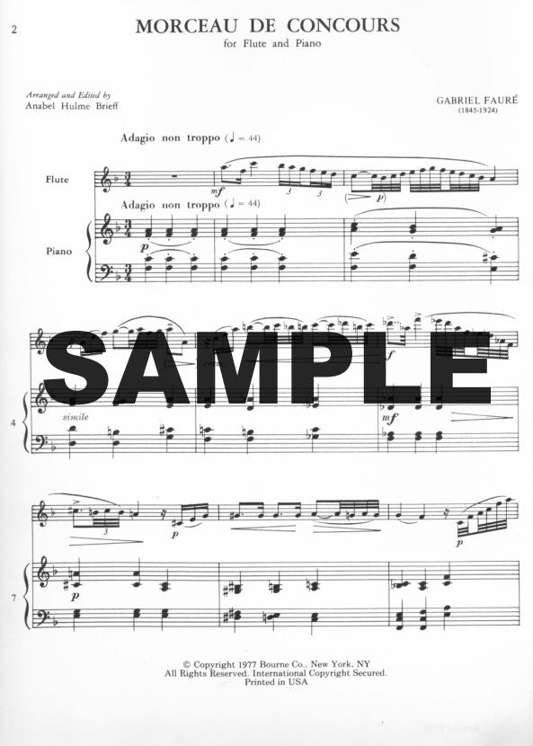 Faure -Morceau de Concours for Flute and Piano